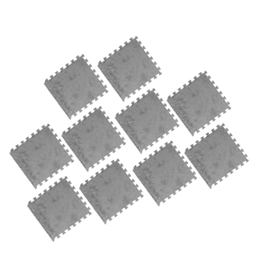 lyrlody Verdickte Verflochtene Plüsch Matte, 10 Stück Rutsch Fest, Weiches Puzzle-Verriegelung Design mit Eva-Material, für die Tages Betreuung oder den Spielraum Im Schlafzimmer (Grey) von lyrlody