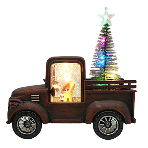 lyrlody Weihnachtslastwagen Spielzeug LED Holiday Truck Car Model Vintage Weihnachtsdekoration für Heimkinder mit 3 Batterien von lyrlody
