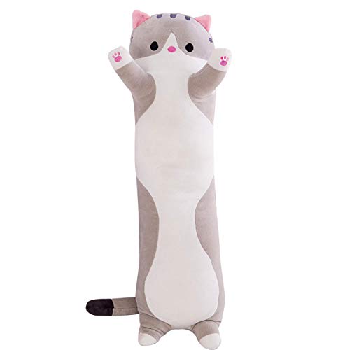 lzndeal Niedliches Plüschtier, weich, Katze, Puppe, weich, gepolstert, Kätzchen, lange Katze, Schlafkissen, Kissen, Spielzeug, Geschenk, für Freundin, Kinder, grau, 90 cm lzndeal Niedliches Plüschtier, weich, Katze, Puppe, weich, gepolstert, Kätzchen, lange Katze, Schlafkissen, Kissen, Spielzeug, Geschenk, für Freundin, Kinder, grau, 90 cm von lzndeal