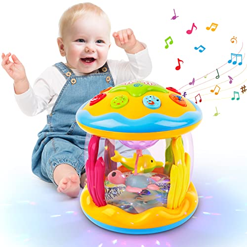 m zimoon Baby Spielzeug ab 6 Monate, Drehender Projektor Kinderspielzeug mit Licht & Musik, Kinder Geschenke für ab 6-18 Monate Lernspielzeug für Kleinkind, Musikspielzeug ab 1 2 Jahr mädchen Jungen von m zimoon