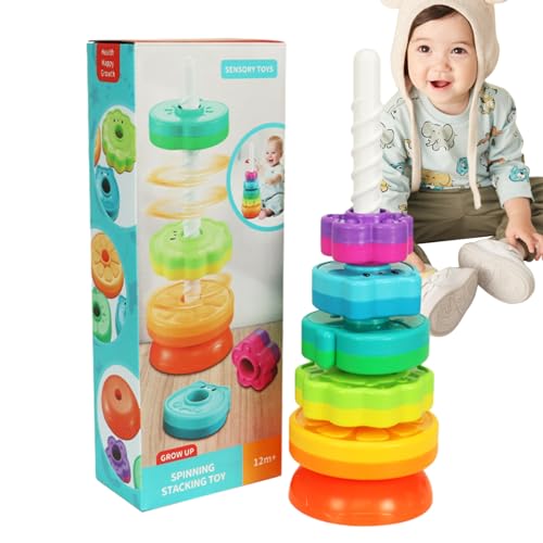 Stapelbares Drehspielzeug, drehbare stapelbare Ringe für Babys, stapelbares Spielzeug im Turm, sensorisches Spielzeug für Kinder, Kleinkinder, Spielzeug für die Entwicklung des Gehirns Stapelbares Drehspielzeug, drehbare stapelbare Ringe für Babys, stapelbares Spielzeug im Turm, sensorisches Spielzeug für Kinder, Kleinkinder, Spielzeug für die Entwicklung des Gehirns von macto