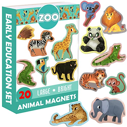 MAGDUM Zoo - 20 Große Kühlschrankmagnete für Kinder und Kleinkinder - Magnete für Magnettafel - Magnetspiel von magdum