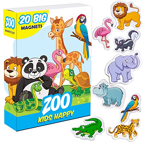 Magdum 20 Glücklicher Zoo Magnete Kinder für magnettafel - Magnet Spielzeug - Kühlschrankmagnete - Kühlschrank Magnete Set -Spielzeug - Lernspiele ab 3 Jahre von magdum
