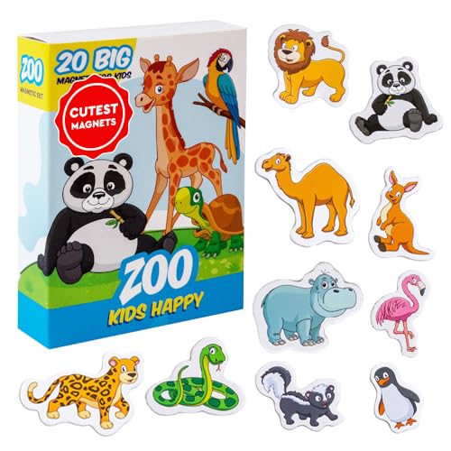 Magdum 20 Glücklicher Zoo Magnete Kinder für magnettafel - Magnet Spielzeug - Kühlschrankmagnete - Kühlschrank Magnete Set -Spielzeug - Lernspiele ab 3 Jahre von magdum