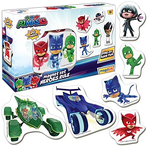 PJ Masks Spielzeug MAGDUM Heldenregeln - 20 GROßE Magnete Kinder für Magnettafel - Kühlschrankmagnete Kinder - Magnete kühlschrank - Magnet Spielzeug Kinder - Magnetspiele für Kinder ab 3 Jahre von magdum