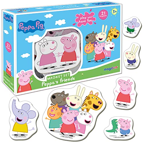 Peppa Wutz Spielzeug MAGDUM Peppa und Freunde - 21 GROßE Magnete Kinder für Magnettafel - Peppa Pig Spielzeug - Kühlschrankmagnete Kinder Magnete kühlschrank Kinder - Magnet Spielzeug Kinder Pepawuzt von magdum
