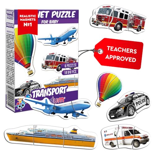 magdum Magnet Puzzle Kinder TRANSPORTmittel - Kinder Puzzle - Puzzle für Kinder - Puzzle Baby - Magnet Spiele für Kinder - Lernspielzeug - Magnetpuzzle - Magnetische Puzzle - Montessori Spielzeug von magdum