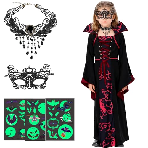 magnetspiele Halloween Vampir Kostüm Mädchen,Vampir Kostüm Kinder, Halloween Kostüm Mädchen, Hallowe-en Kostüms Vampirs Mädchens Kinderkostüm Vampirin Kleid Verkleidung, Hallowen,Karneval,Cosplay 140 von magnetspiele