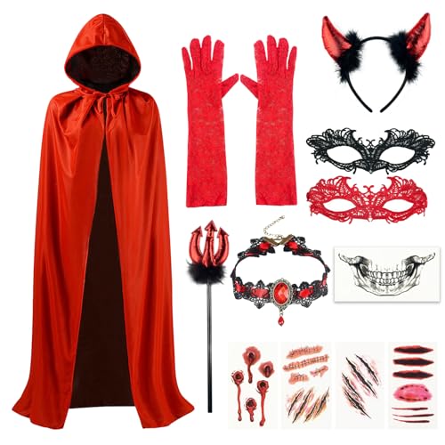 magnetspiele Halloween Vampir Umhang, Halloween Kostüm Damen Vampir Umhang, Schwarz Rot Doppelseitiger Umhang mit Kapuze, Halloween Teufel Kostüm, für Karneval Halloween Cosplay magnetspiele Halloween Vampir Umhang, Halloween Kostüm Damen Vampir Umhang, Schwarz Rot Doppelseitiger Umhang mit Kapuze, Halloween Teufel Kostüm, für Karneval Halloween Cosplay von magnetspiele