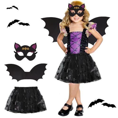magnetspiele Halloween Fledermaus Kostüm Kinder Set, 3 Stück Fledermaus Kostüm Kinder Mädchen Set, Halloween Kostüm Kinder Fledermaus, Fledermaus Flügel Kostüm, für Party Mottoparty Fasching(Schwarz) magnetspiele Halloween Fledermaus Kostüm Kinder Set, 3 Stück Fledermaus Kostüm Kinder Mädchen Set, Halloween Kostüm Kinder Fledermaus, Fledermaus Flügel Kostüm, für Party Mottoparty Fasching(Schwarz) von magnetspiele