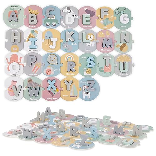 Mamabrum, Alphabet-Puzzle aus Holz, 26 Holzbuchstaben, 26 Puzzles aus Pappe, pädagogische Unterstützung beim Erlernen des Alphabets, Buchstaben Lernen, Pastellfarben Mamabrum, Alphabet-Puzzle aus Holz, 26 Holzbuchstaben, 26 Puzzles aus Pappe, pädagogische Unterstützung beim Erlernen des Alphabets, Buchstaben Lernen, Pastellfarben von mamabrum