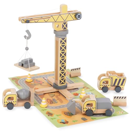Mamabrum Holz-Baustellen Set mit Mobilkran, Baufahrzeuge, Verkehrskegel & Baumaterialien - Spielzeug Baustellenset für Kinder ab 3 Jahren - Kompatibel mit Holzeisenbahn Mamabrum Holz-Baustellen Set mit Mobilkran, Baufahrzeuge, Verkehrskegel & Baumaterialien - Spielzeug Baustellenset für Kinder ab 3 Jahren - Kompatibel mit Holzeisenbahn von mamabrum