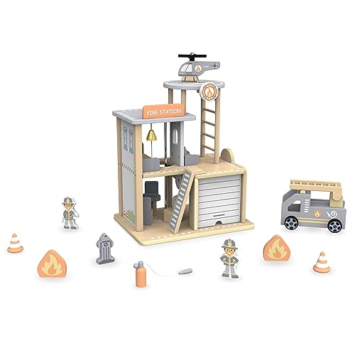 mamabrum Holz-Feuerwache Spielset MAM72 - Feuerwache mit Hubschrauberlandeplatz, Feuerwehrauto, Hubschrauber, 2 Figuren & Zubehör - Kinderspielzeug ab 3 Jahren mamabrum Holz-Feuerwache Spielset MAM72 - Feuerwache mit Hubschrauberlandeplatz, Feuerwehrauto, Hubschrauber, 2 Figuren & Zubehör - Kinderspielzeug ab 3 Jahren von mamabrum