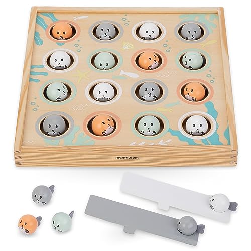 Mamabrum, Fliegende Fische – Holzspielzeug, Holzplattform mit vielen Löchern, 2 Katapulte, 16 kleine Fische, ökologisches Spielzeug, für Kinder ab 3 Jahren angelspiel Montessori Mamabrum, Fliegende Fische – Holzspielzeug, Holzplattform mit vielen Löchern, 2 Katapulte, 16 kleine Fische, ökologisches Spielzeug, für Kinder ab 3 Jahren angelspiel Montessori von mamabrum