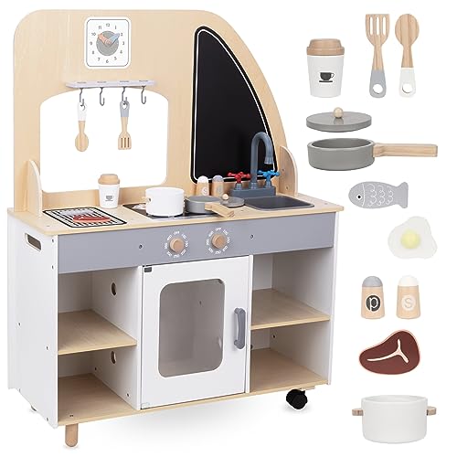 Mamabrum Food Truck - Holzspielküche mit Rollen - Mobile Kinderküchen-Set mit Waschbecken, Töpfen, Pfannen, Küchenutensilien & Zubehör - Rollenspiel für Kinder (15-teilig) Mamabrum Food Truck - Holzspielküche mit Rollen - Mobile Kinderküchen-Set mit Waschbecken, Töpfen, Pfannen, Küchenutensilien & Zubehör - Rollenspiel für Kinder (15-teilig) von mamabrum