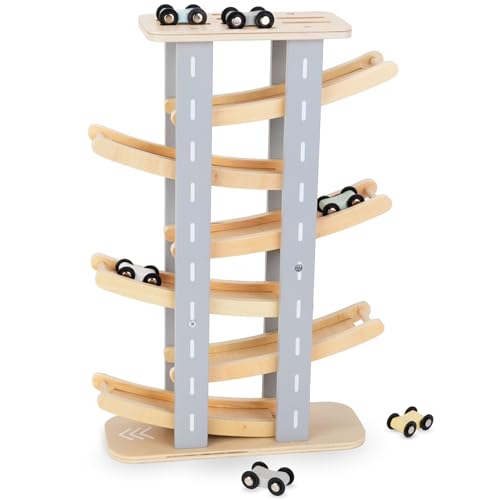 Mamabrum, Holzbahn – Rutsche für Autos – 6 Etagen, 6-stöckige Bahn, 6 kleine Bunte Autos, für Kinder ab 18 Monaten Holz murmelbahn Auto rennbahn Kinder Mamabrum, Holzbahn – Rutsche für Autos – 6 Etagen, 6-stöckige Bahn, 6 kleine Bunte Autos, für Kinder ab 18 Monaten Holz murmelbahn Auto rennbahn Kinder von mamabrum