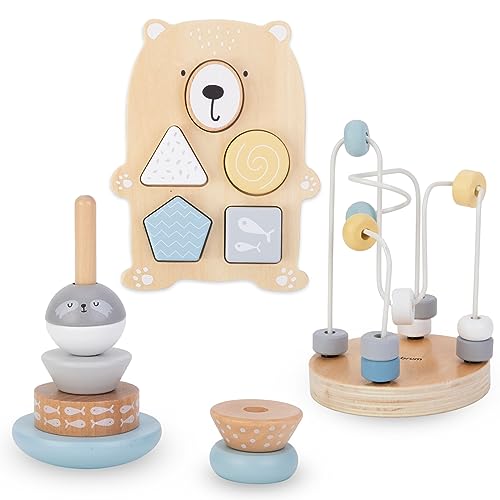 mamabrum Holzspielzeug-Set - Motorikschleife, Pyramide, Sortierbär & Sortierbrett für Baby & Kleinkind ab 10 Monaten - Montessori-Lernspielzeug zur Förderung (6-teilig) mamabrum Holzspielzeug-Set - Motorikschleife, Pyramide, Sortierbär & Sortierbrett für Baby & Kleinkind ab 10 Monaten - Montessori-Lernspielzeug zur Förderung (6-teilig) von mamabrum