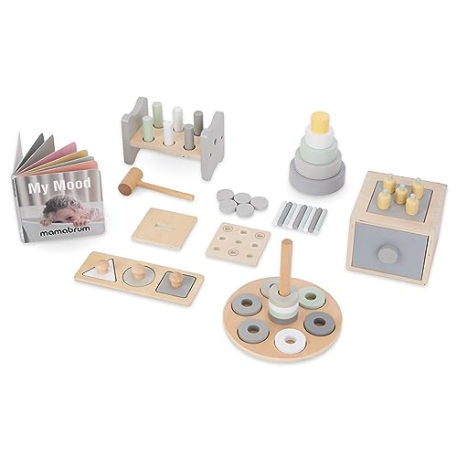 mamabrum Montessori Bildungsbox - Baby Spielzeug Set mit Hammerschlag, Puzzle, Emotionsbuch, Blockpyramide - Sensorik Spielzeug ab 1 Jahr - Motorik Lernspielzeug (6 Teile) mamabrum Montessori Bildungsbox - Baby Spielzeug Set mit Hammerschlag, Puzzle, Emotionsbuch, Blockpyramide - Sensorik Spielzeug ab 1 Jahr - Motorik Lernspielzeug (6 Teile) von mamabrum