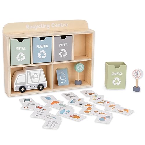 Mamabrum, Recyclingzentrum aus Holz, 1 Aufbewahrungsbox aus Holz, Müllwagen, 2 Warnschilder, 4 Abfallbehälter, 24 Karten, für Kinder Müllwagen Spielzeug Mamabrum, Recyclingzentrum aus Holz, 1 Aufbewahrungsbox aus Holz, Müllwagen, 2 Warnschilder, 4 Abfallbehälter, 24 Karten, für Kinder Müllwagen Spielzeug von mamabrum
