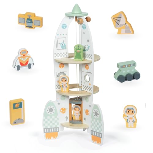 Mamabrum, Weltraumrakete aus Holz, Spielzeug für Kinder ab 3 Jahren, große Rakete, Spielzeug mit Aufzug und Zubehör, XXL-Spielzeugraketenmodell, Weltraumspielzeug aus Holz für Jungen und Mädchen Mamabrum, Weltraumrakete aus Holz, Spielzeug für Kinder ab 3 Jahren, große Rakete, Spielzeug mit Aufzug und Zubehör, XXL-Spielzeugraketenmodell, Weltraumspielzeug aus Holz für Jungen und Mädchen von mamabrum