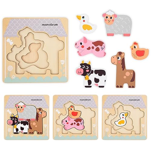Mamabrum, mehrschichtiges Holzpuzzle – Bauernhoftiere, 1 Holzsockel, 6 Tiere, 2 Schichten, buntes Puzzle, hohe Haltbarkeit, sicher für Kinder holzpuzzle Kinder Mamabrum, mehrschichtiges Holzpuzzle – Bauernhoftiere, 1 Holzsockel, 6 Tiere, 2 Schichten, buntes Puzzle, hohe Haltbarkeit, sicher für Kinder holzpuzzle Kinder von mamabrum
