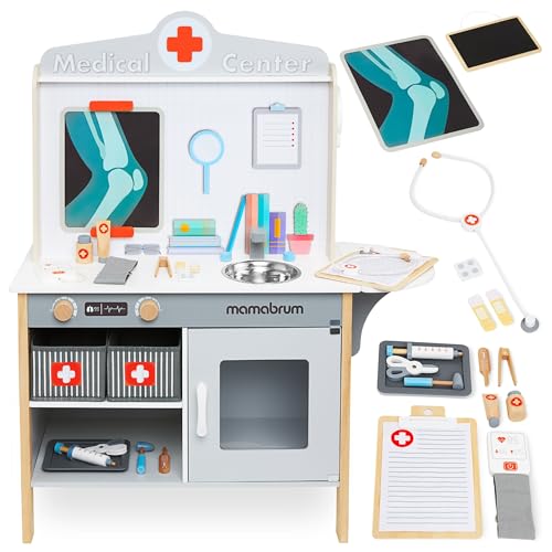 Mamabrum Holz Arzneischrank XXL - Arzt Set für Kinder mit 20 Medizinischen Zubehörteilen, Stethoskop, Spritze, Thermometer - Rollenspiel Doktor Spielzeug aus Kiefernholz Mamabrum Holz Arzneischrank XXL - Arzt Set für Kinder mit 20 Medizinischen Zubehörteilen, Stethoskop, Spritze, Thermometer - Rollenspiel Doktor Spielzeug aus Kiefernholz von mamabrum