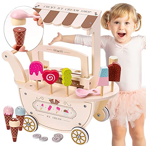 Mamabrum Eiswagen Holzspielzeug Set - Eisdiele mit Magnetischem Zubehör, Kuchenzubehör Kinder Holz, Einkaufsladen Zubehör - Rollenspiel ab 3 Jahren (15 Teile) Mamabrum Eiswagen Holzspielzeug Set - Eisdiele mit Magnetischem Zubehör, Kuchenzubehör Kinder Holz, Einkaufsladen Zubehör - Rollenspiel ab 3 Jahren (15 Teile) von mamabrum