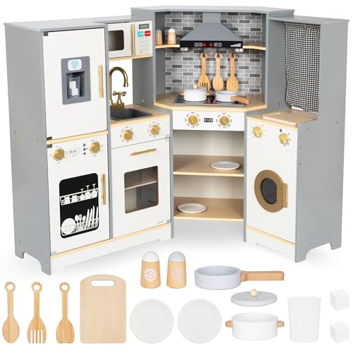 Mamabrum XXXL Holzküche mit LED-Beleuchtung, Spielküche & Eiswürfelspender - Kinderküche Zubehör Set mit Mikrowelle, Töpfen & Besteck - Küchen Spielzeug für Kinder 3+ Mamabrum XXXL Holzküche mit LED-Beleuchtung, Spielküche & Eiswürfelspender - Kinderküche Zubehör Set mit Mikrowelle, Töpfen & Besteck - Küchen Spielzeug für Kinder 3+ von mamabrum