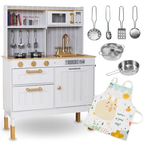 Mamabrum Kinderküche Holz, Weiße Spielzeug Küche Set mit Mikrowelle, Backofen, Spülbecken, Töpfe, Pfannen, Schürze & Zubehör - Für Kinder ab 3 Jahren (15 Teile) Mamabrum Kinderküche Holz, Weiße Spielzeug Küche Set mit Mikrowelle, Backofen, Spülbecken, Töpfe, Pfannen, Schürze & Zubehör - Für Kinder ab 3 Jahren (15 Teile) von mamabrum