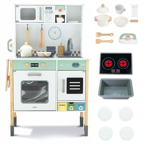 Mamabrum Holz-Kinderküche mit Mikrowelle für Kinder 3+, Herd, Backofen und Waschmaschine – Interaktive Spielküche mit Zubehör, Licht und Ton – Perfekt für kreatives Rollenspiel Mamabrum Holz-Kinderküche mit Mikrowelle für Kinder 3+, Herd, Backofen und Waschmaschine – Interaktive Spielküche mit Zubehör, Licht und Ton – Perfekt für kreatives Rollenspiel von mamabrum