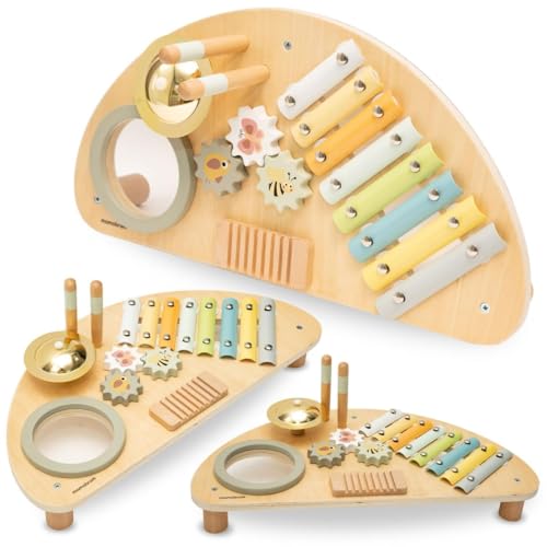 Mamabrum Holz Musikcenter für Kinder 9m+, Musical Jump Toy Set mit Xylophon, Mini-Schlagzeug & Drehinstrumente - Lernspielzeug zur Musikentwicklung (4 Teile) Mamabrum Holz Musikcenter für Kinder 9m+, Musical Jump Toy Set mit Xylophon, Mini-Schlagzeug & Drehinstrumente - Lernspielzeug zur Musikentwicklung (4 Teile) von mamabrum