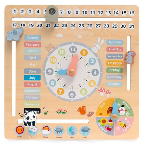 mamabrum MAM197 Lernkalender für Kinder, 6-in-1 Holz-Aktivitätstafel mit Uhr, Wetter, Datum - Bildungsspielzeug für Wochentage, Monate, Jahreszeiten, 29,5 cm mamabrum MAM197 Lernkalender für Kinder, 6-in-1 Holz-Aktivitätstafel mit Uhr, Wetter, Datum - Bildungsspielzeug für Wochentage, Monate, Jahreszeiten, 29,5 cm von mamabrum