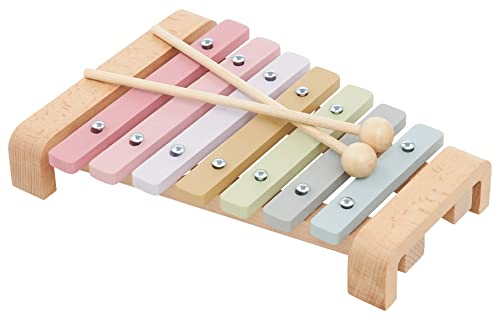 Mamabrum Holzkisten für Kleinkinder, Bunte Zipfelsteine mit 2 Sticks, Bunte Musikinstrument, Xylophon, Pädagogisches Spielzeug für die Kleinsten von mamabrum