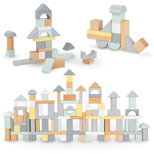 Mamabrum Holzklötze Set – 100 XL Holzbauklötze für Kinder, Bauset mit pastellfarbenen Bausteinen, Montessori-inspiriertes Lernspielzeug Mamabrum Holzklötze Set – 100 XL Holzbauklötze für Kinder, Bauset mit pastellfarbenen Bausteinen, Montessori-inspiriertes Lernspielzeug von mamabrum