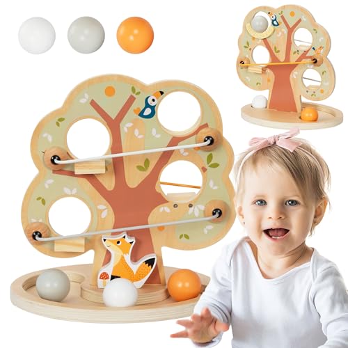 Mamabrum Holzspielzeug Baby Kugelbahn - Lernspielzeug für Kinder ab 18m+ mit 4 Ebenen Abfahrt, 3 Bunte Kugeln - Baby Spielzeug Baum Design für Motorik & Koordination Mamabrum Holzspielzeug Baby Kugelbahn - Lernspielzeug für Kinder ab 18m+ mit 4 Ebenen Abfahrt, 3 Bunte Kugeln - Baby Spielzeug Baum Design für Motorik & Koordination von mamabrum