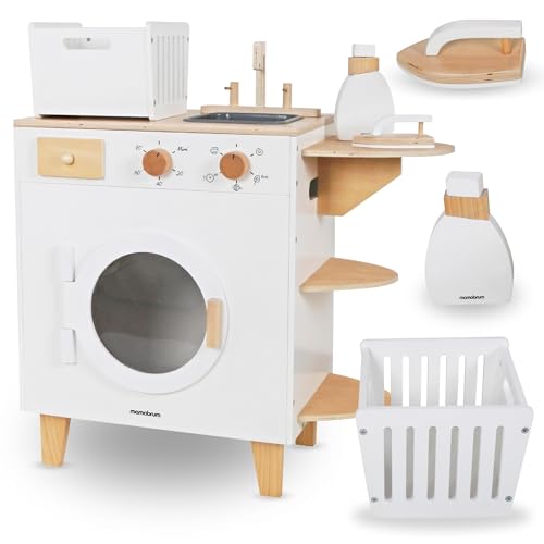 Mamabrum MAM163 Kinder-Waschmaschinen-Set aus Holz, Spielzeug-Einbauwaschmaschine mit Bügeleisen & Wäschekorb - Lernspielzeug für Rollenspiele ab 3 Jahren (4 Teile) Mamabrum MAM163 Kinder-Waschmaschinen-Set aus Holz, Spielzeug-Einbauwaschmaschine mit Bügeleisen & Wäschekorb - Lernspielzeug für Rollenspiele ab 3 Jahren (4 Teile) von mamabrum