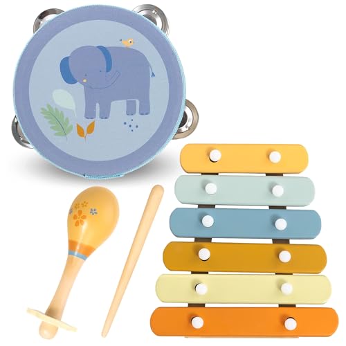 Mamabrum Instrumenten-Set für Kinder mit Elefanten Motiv: Trommel, Maracas, Xylophon, Pädagogisches Spielzeug zur Unterstützung der Manuellen und Sensorischen Entwicklung, Kreativ Spaß, Subtile Farben Mamabrum Instrumenten-Set für Kinder mit Elefanten Motiv: Trommel, Maracas, Xylophon, Pädagogisches Spielzeug zur Unterstützung der Manuellen und Sensorischen Entwicklung, Kreativ Spaß, Subtile Farben von mamabrum
