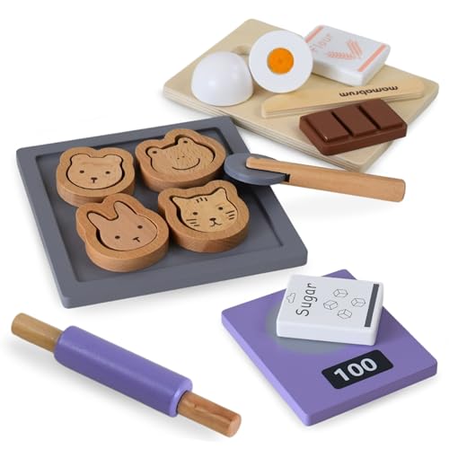 Mamabrum Spielzeug Holz Plätzchen Backset für Kinder, Spielnahrung, Zubehör für die Spielzeugküche, Kleinkoch, Zubehör für Kinderküche, Kekse von mamabrum