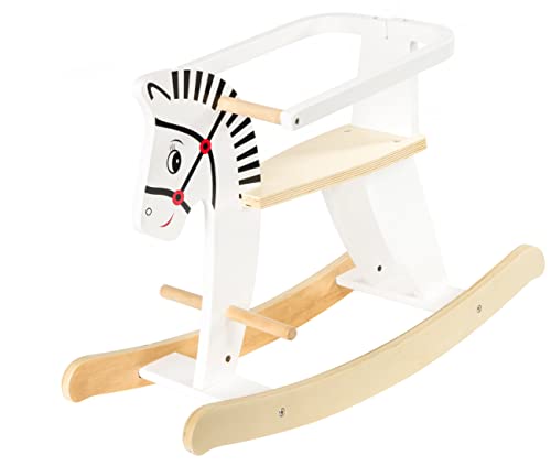 Mamabrum Weißes Hölzernes Schaukelpferd Mit Geländern, Uniwersell, für Jungs und Mädchen, Ring abnehmbar, Schaukeltier aus Holz, Schaukelstuhl mitwachsend für Babys und Kleinkinder Mamabrum Weißes Hölzernes Schaukelpferd Mit Geländern, Uniwersell, für Jungs und Mädchen, Ring abnehmbar, Schaukeltier aus Holz, Schaukelstuhl mitwachsend für Babys und Kleinkinder von mamabrum