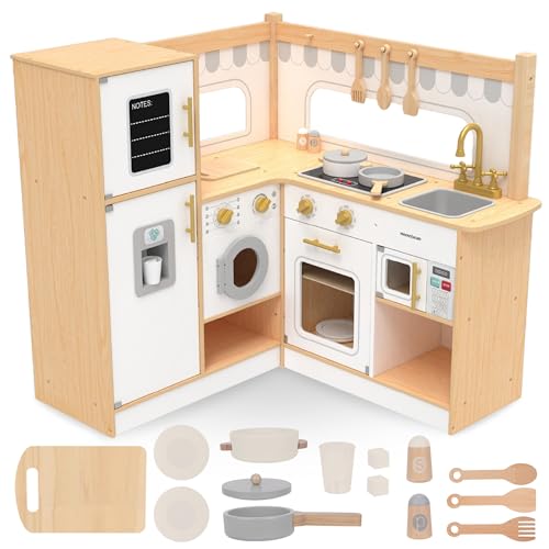 Mamabrum XXL Eck-HolzküChe für Kinder - SpielküChe mit LED & Sound-Effekten - Set mit Kühlschrank, Backofen, Waschmaschine, Eiswürfelspender - Inklusive töpfe & Geschirr Mamabrum XXL Eck-HolzküChe für Kinder - SpielküChe mit LED & Sound-Effekten - Set mit Kühlschrank, Backofen, Waschmaschine, Eiswürfelspender - Inklusive töpfe & Geschirr von mamabrum