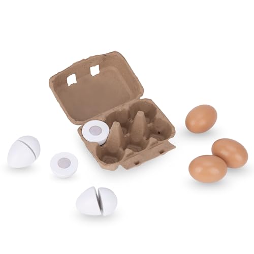 Mamabrum, Eier zum Ausschneiden aus Holz mit Karton, 6 Eier aus Holz, zwei Farben, Eierkarton, für Kinder ab 3 Jahren von mamabrum