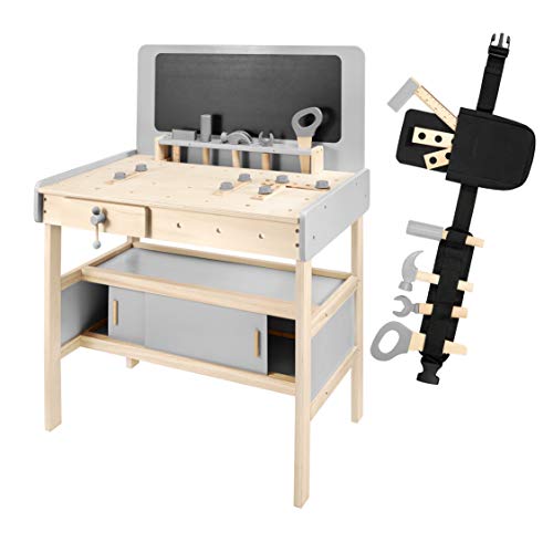 mamabrum Holz-Werkstatt Für Kinder Mit Kreidetafel Maxi-Set: Hammer, Schraubenzieher, Säge, Werkeuggürtel, Einige Dutzend Von Elementen, Moderne Pastellfarben mamabrum Holz-Werkstatt Für Kinder Mit Kreidetafel Maxi-Set: Hammer, Schraubenzieher, Säge, Werkeuggürtel, Einige Dutzend Von Elementen, Moderne Pastellfarben von mamabrum