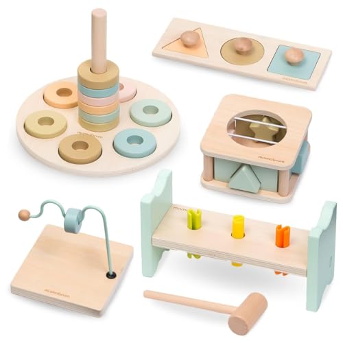 mamabrum MAM184 EDU Montessori Sensorik Spielzeug Baby Set - 5-teiliges Kinderspielzeug aus Holz mit Puzzle, Pyramide & Sortierer für Motorik & Entwicklung, 13-18 Monate mamabrum MAM184 EDU Montessori Sensorik Spielzeug Baby Set - 5-teiliges Kinderspielzeug aus Holz mit Puzzle, Pyramide & Sortierer für Motorik & Entwicklung, 13-18 Monate von mamabrum