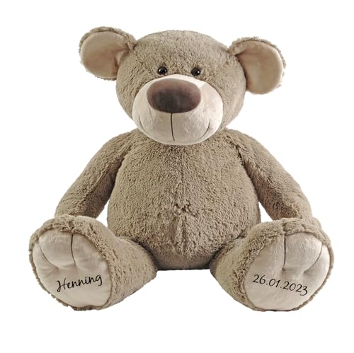 mamir home Personalisierte Kuscheltiere mit Namen | Teddybär groß XXL 55 cm | Name & Geburtsdatum | Geschenkidee zur Geburt | Geburtsgeschenk (Gross) von mamir home