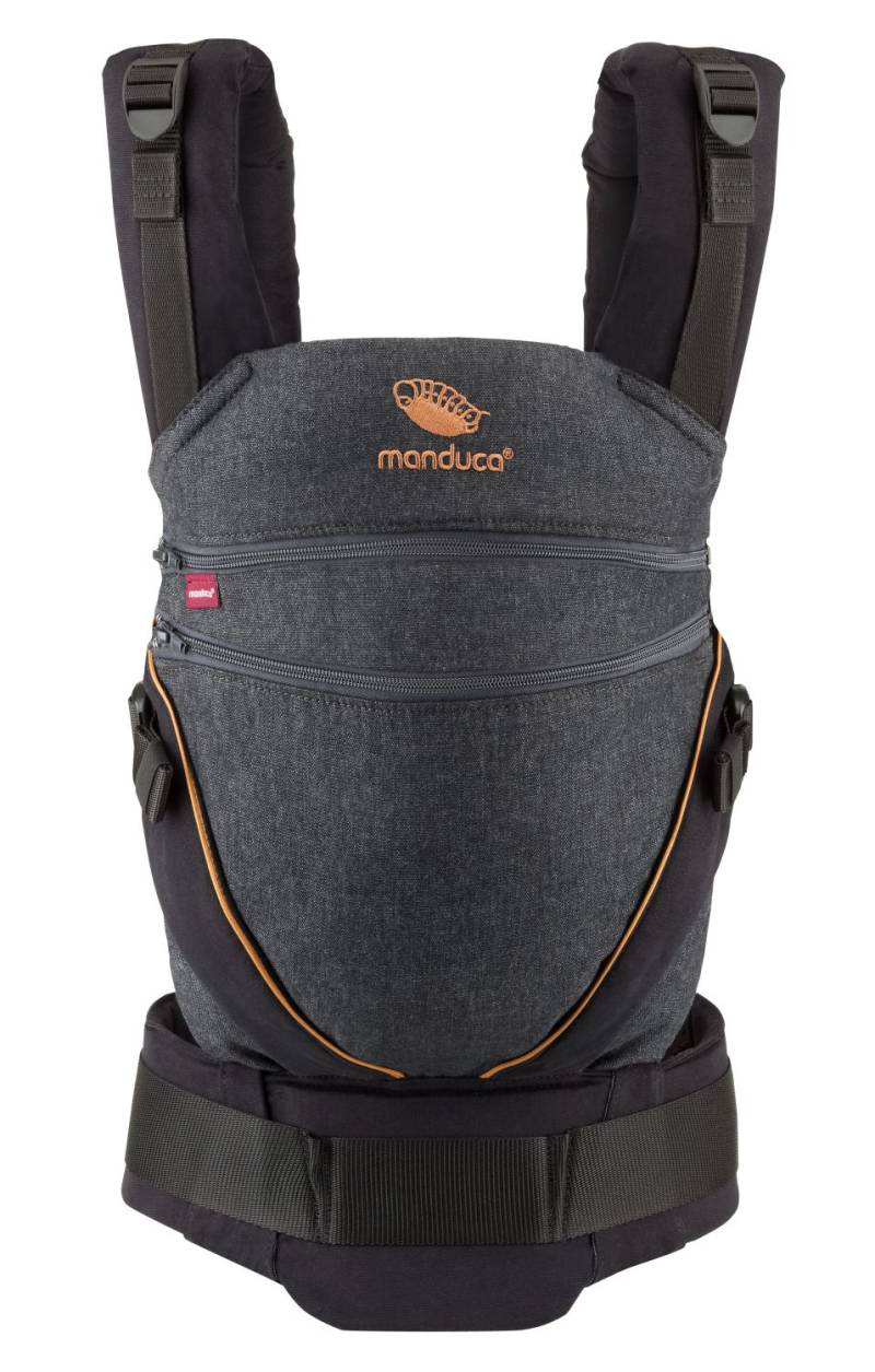 Manduca XT Full Buckle Babytrage aus Baumwolle - Denimblack-Toffee von manduca