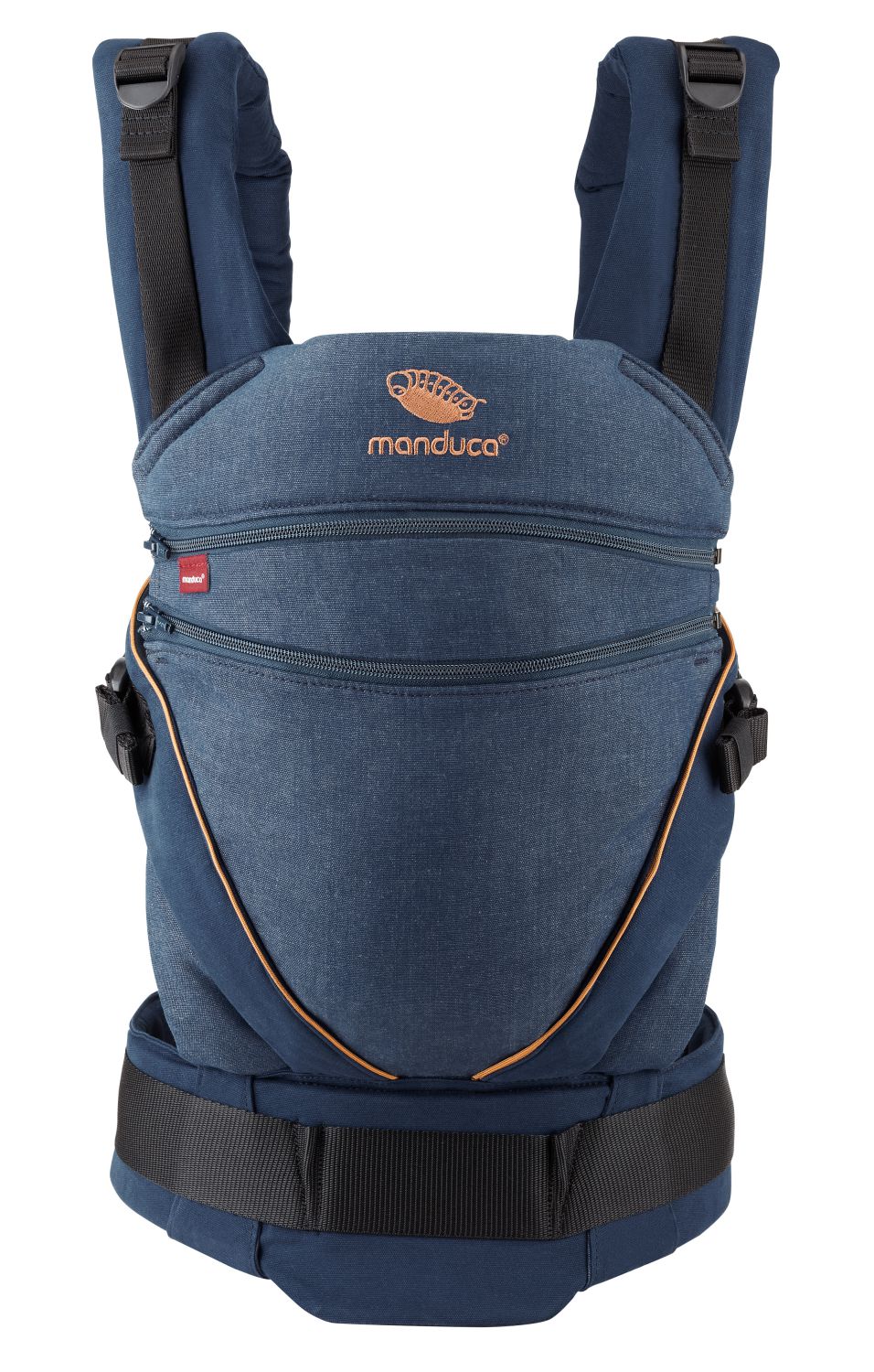 Manduca XT Full Buckle Babytrage aus Baumwolle - Denimblue-Toffee von manduca