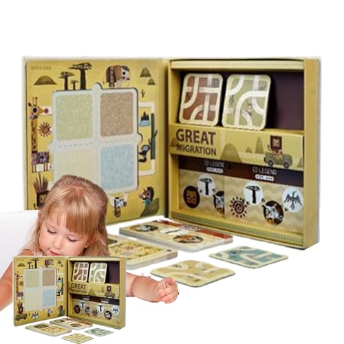 manhegari Animal Brettspiel, Vorschule Tierrätsel - Auswendiglernen des passenden Spiels | Tolles Migrationspädagogikspielzeug, interaktives Lernen für Bewegung und Verbesserung des Auswendiglernens von manhegari
