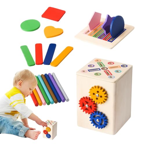manhegari Formsortierspielzeug, Farbsortierspielzeug,Sensorische Entwicklungsspiele - Hölzerne Form Farbsorter Motor Skills Spielzeug für 1-3 Jahre alte Kinder von manhegari