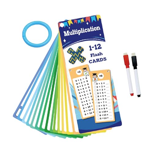 manhegari Lernkarten Multiplikation | Addition Flash Card | Doppelseitiges interaktives Lernspiel mit 2 trocken abwischbaren Stiften für Klassenzimmer, Heimschule von manhegari