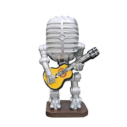 mansH Retro Style Mikrofon Roboter Lampe Halten Gitarre Vintage Harz Dekoration Roboter von mansH